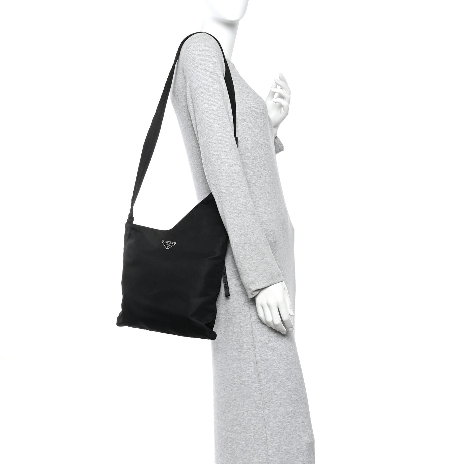 Prada Tessuto Nylon Saffiano Flat Messenger Bag Black