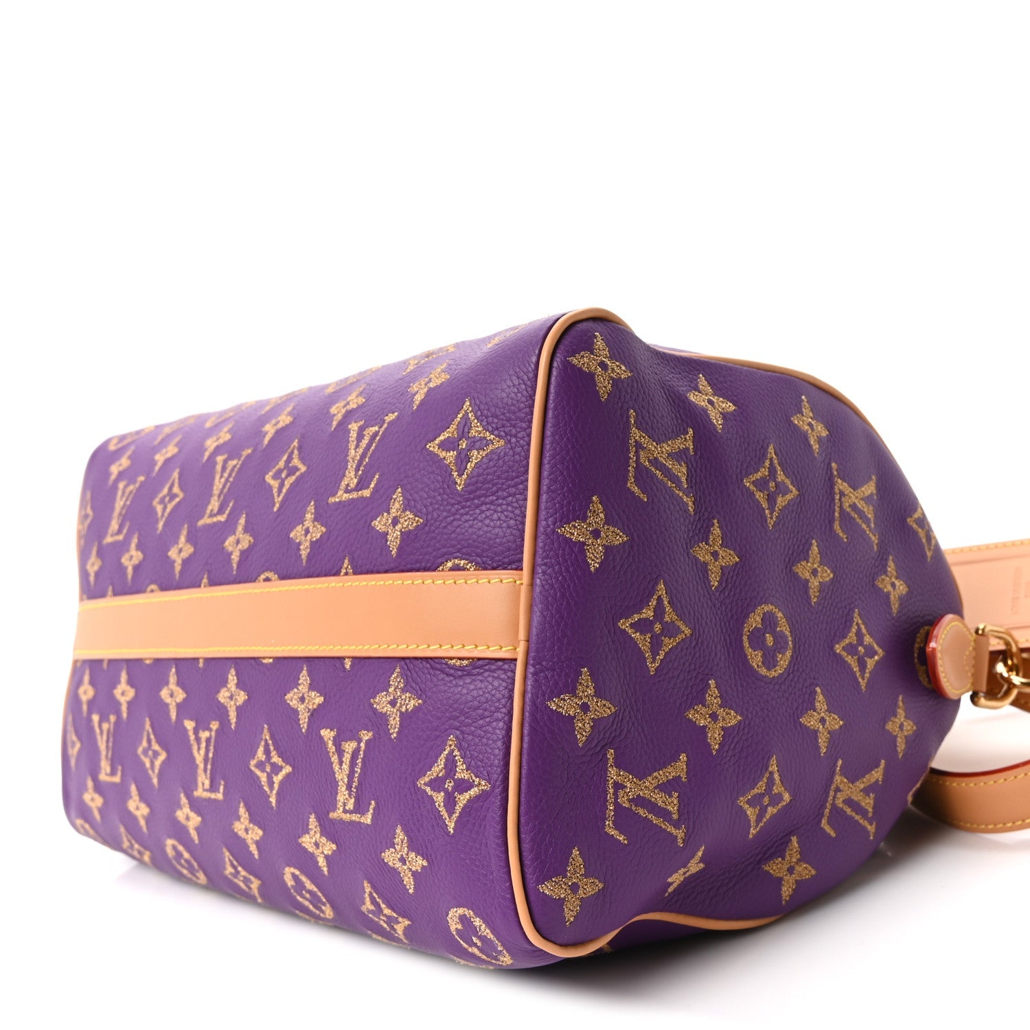 Louis Vuitton Calfskin Embroidered Monogram Speedy P9 Bandouliere 30 Golden Lotus Purple