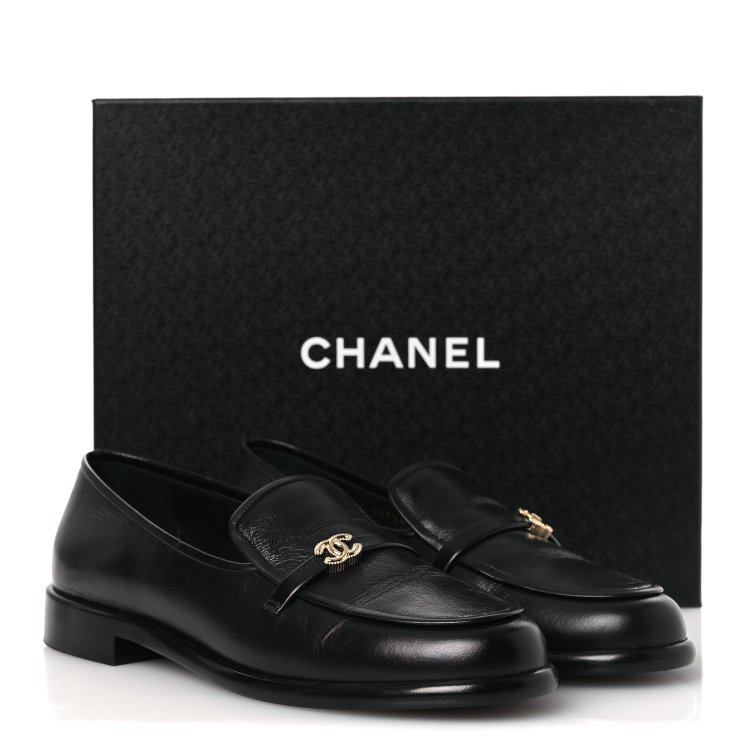 Chanel Shiny Calfskin CC Moccasins 41 Black