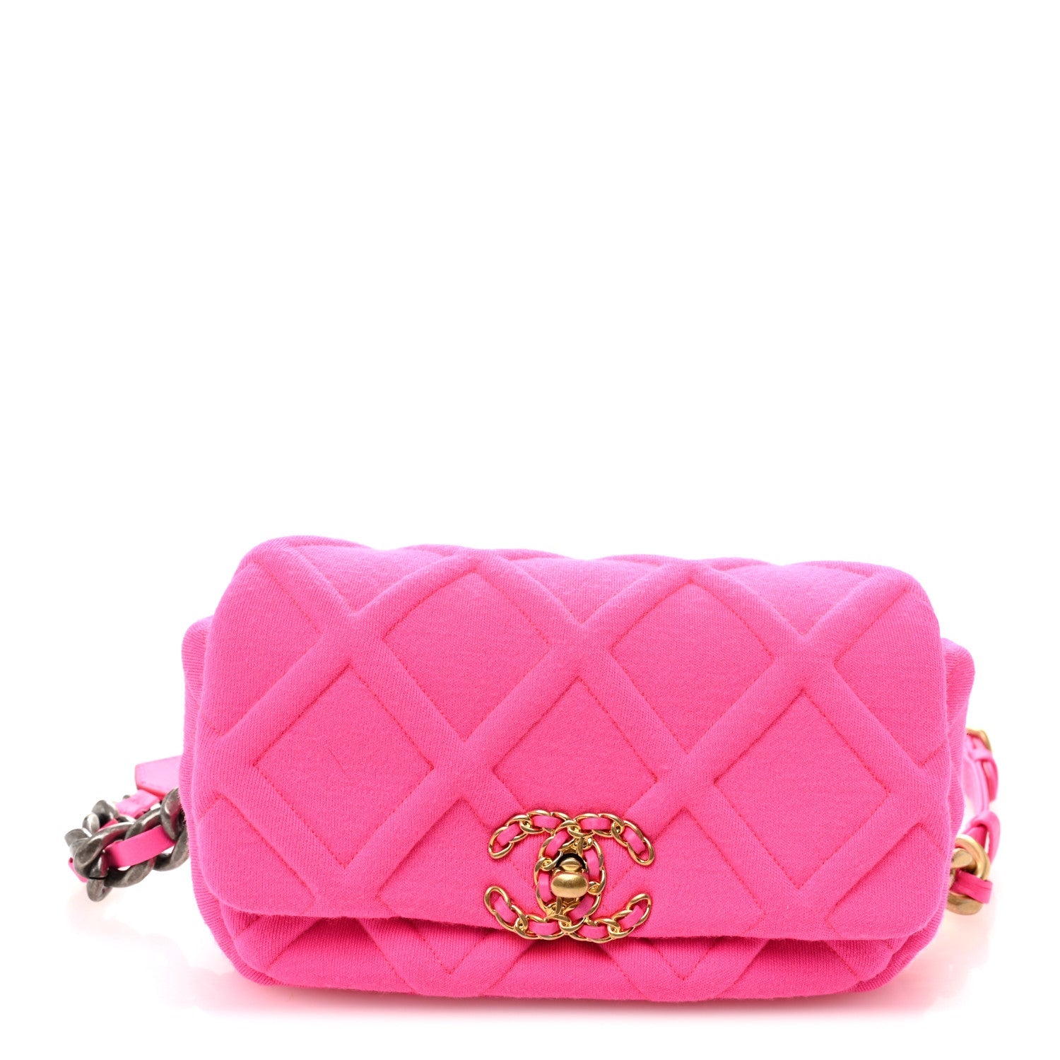 Chanel Jersey Quilted Chanel 19 Waist Bag Pink