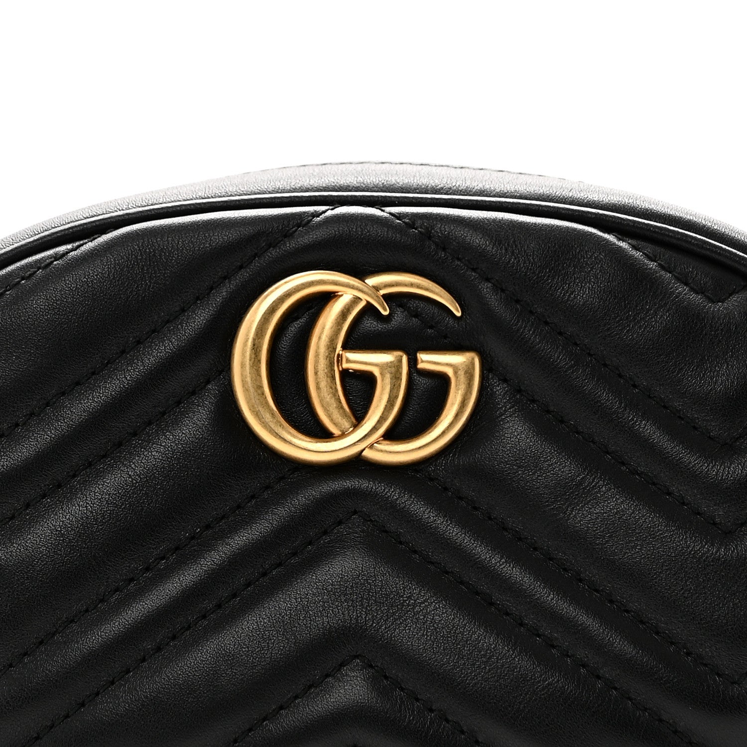 Gucci Calfskin Matelasse GG Marmont Belt Bag 85 34 Black
