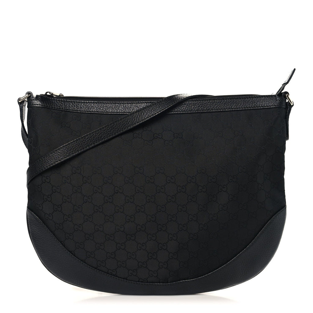 Gucci Denim Monogram Large Half Moon Hobo Black