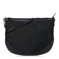Gucci Denim Monogram Large Half Moon Hobo Black
