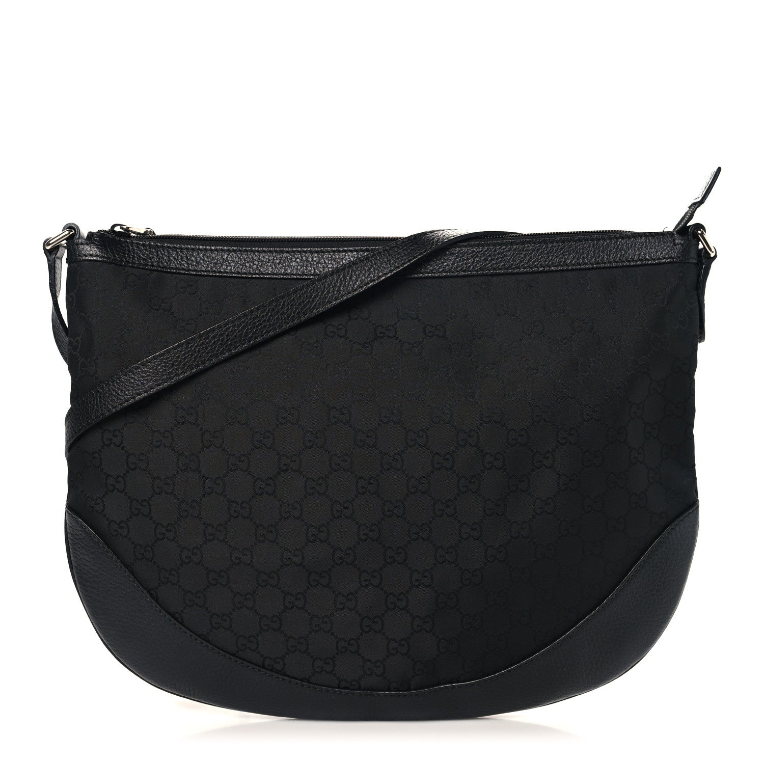 Gucci Denim Monogram Large Half Moon Hobo Black