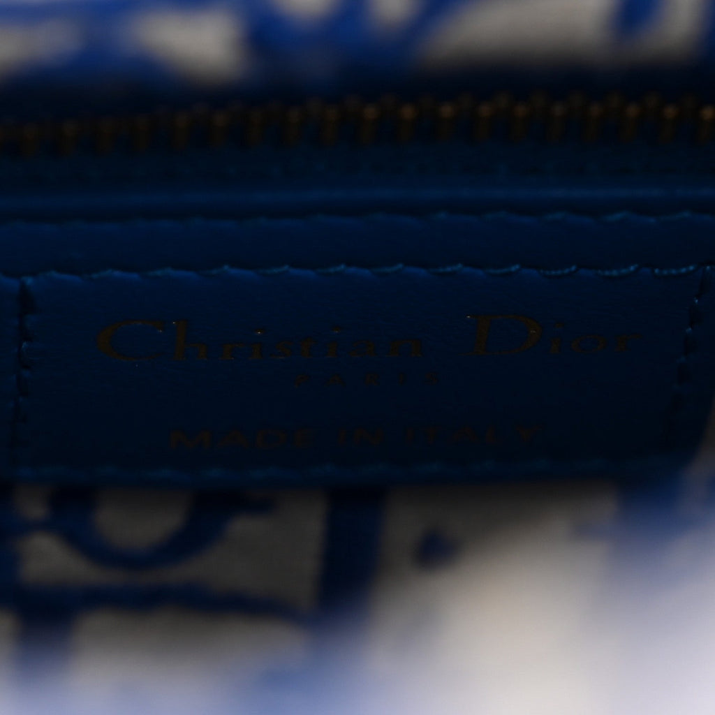 Christian Dior Wicker Oblique Mini Lady Dior Bag Florescent Blue