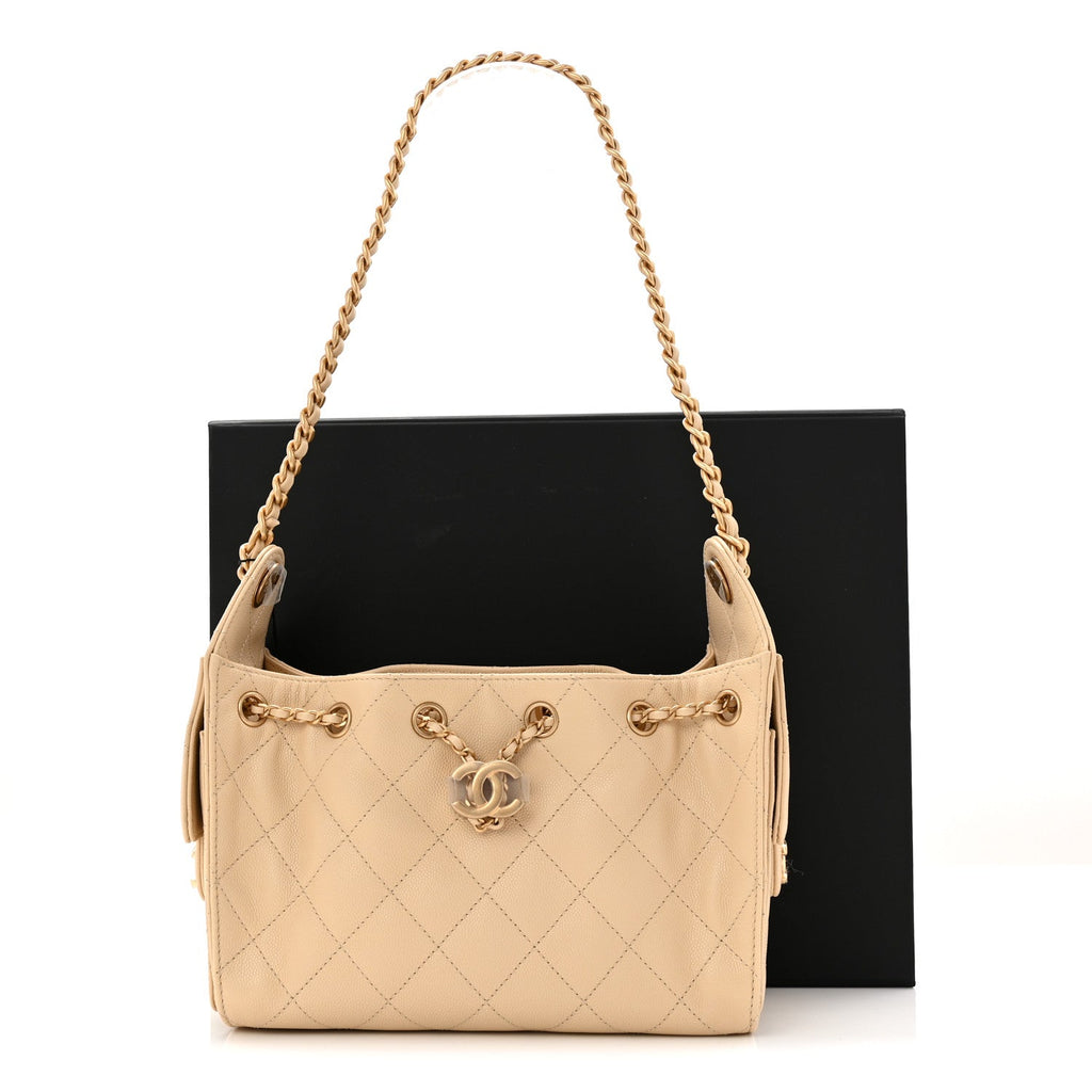 Chanel Caviar Quilted Mini Chanel 25 Handbag Beige