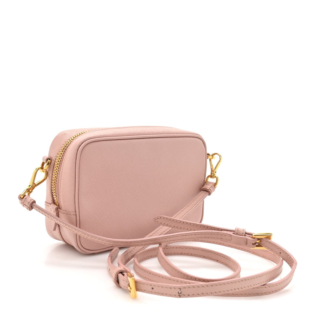 Prada Saffiano Lux Mini Camera Crossbody Bag Orchidea
