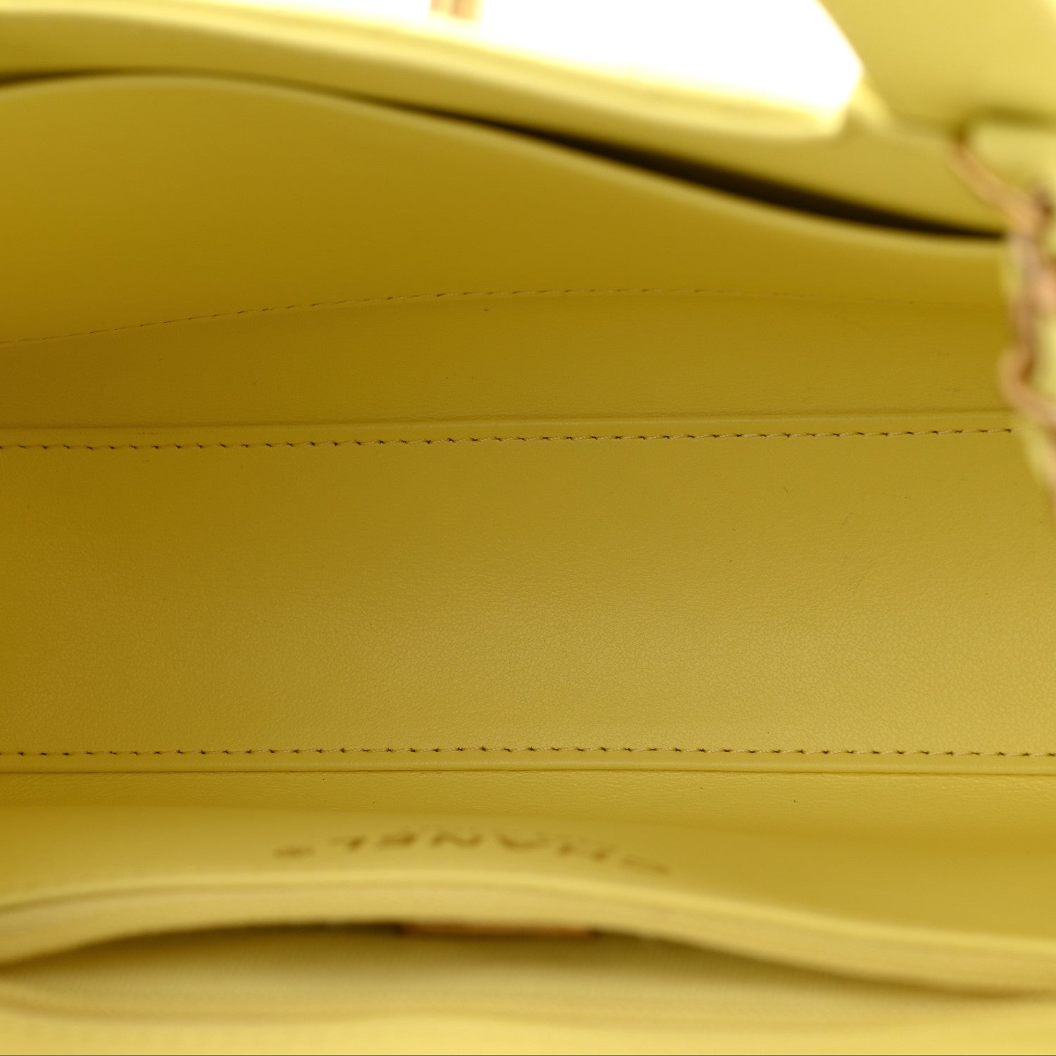 Chanel Shiny Aged Calfskin Quilted Nano Kelly Shopper Light Yellow