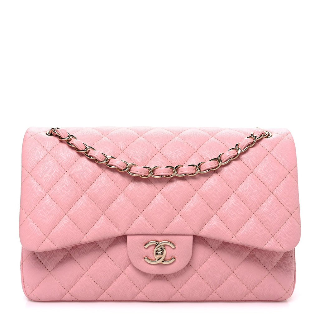 Chanel Caviar Quilted Jumbo Double Flap Pink