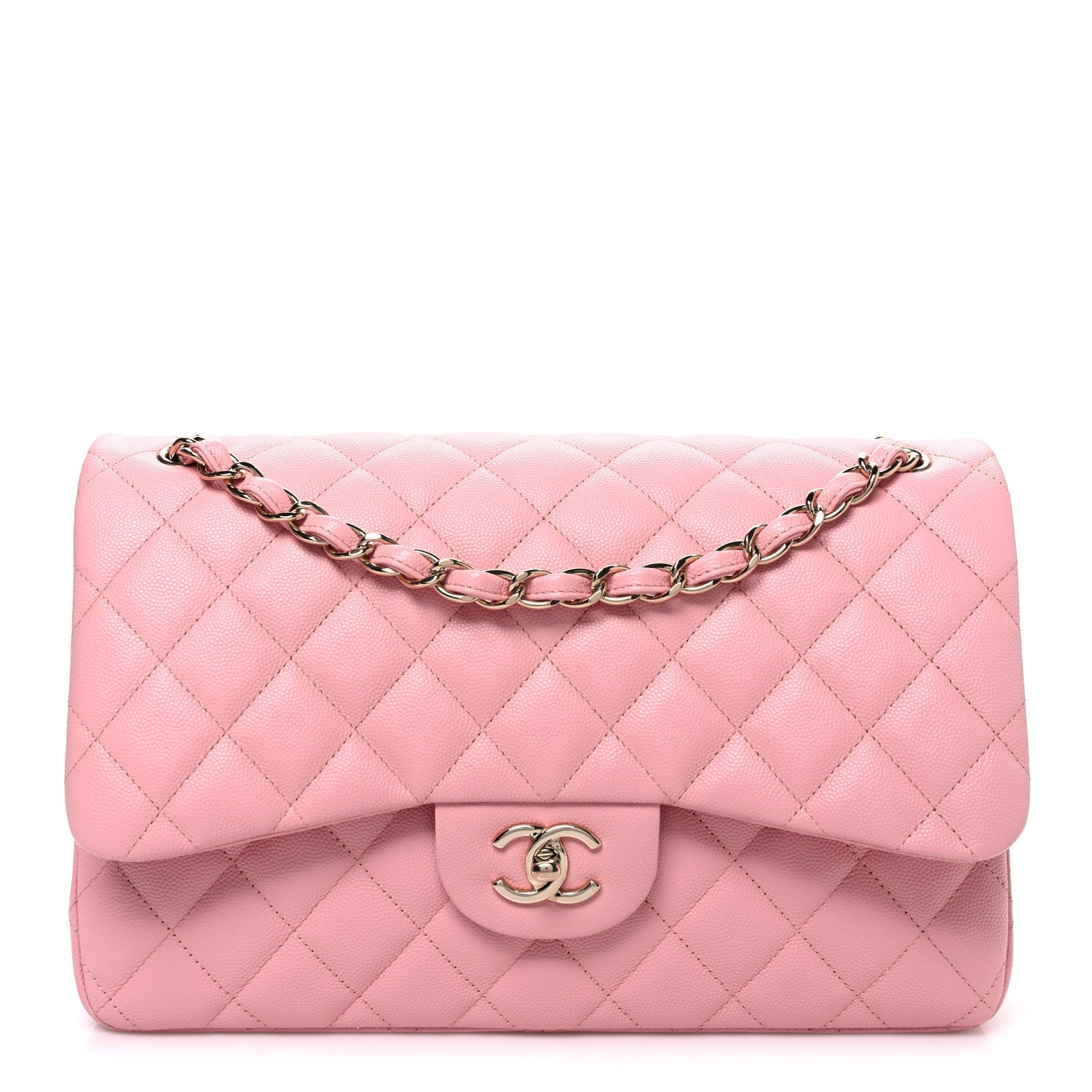 Chanel Caviar Quilted Jumbo Double Flap Pink