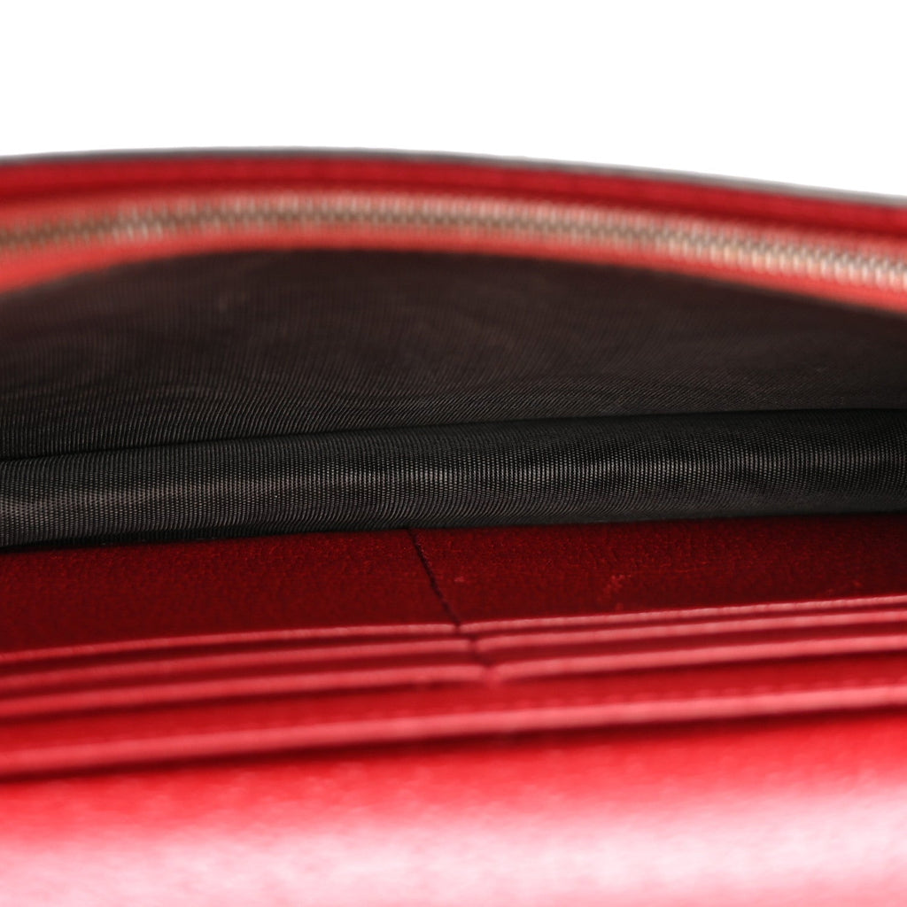 Gucci GG Supreme Monogram Web Queen Margaret Chain Wallet Red