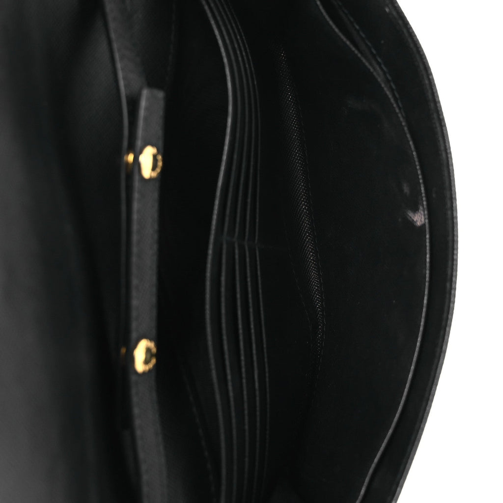 Prada Saffiano Metal Large Chain Wallet Black