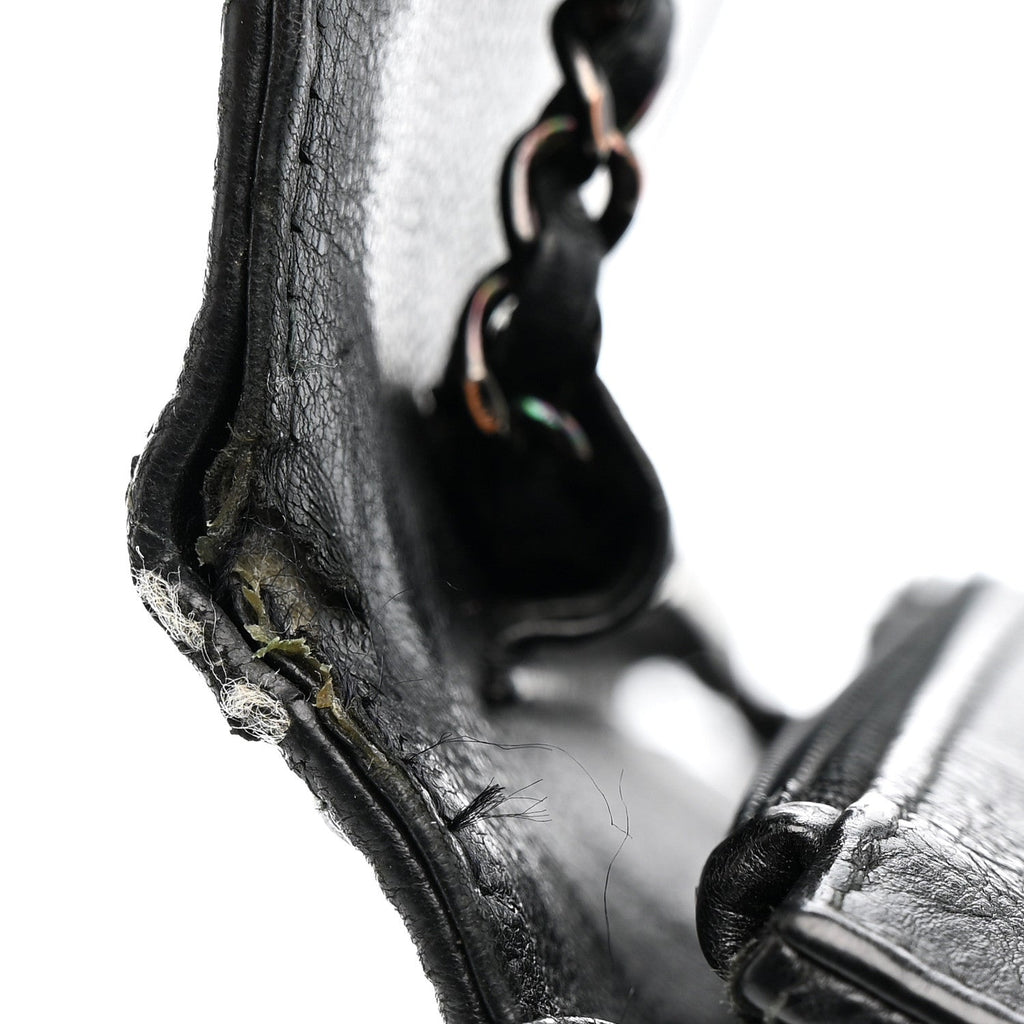 Chanel Crumpled Calfskin Quilted Wallet On Chain WOC So Black