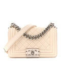 Chanel Caviar Quilted Small Boy Flap White