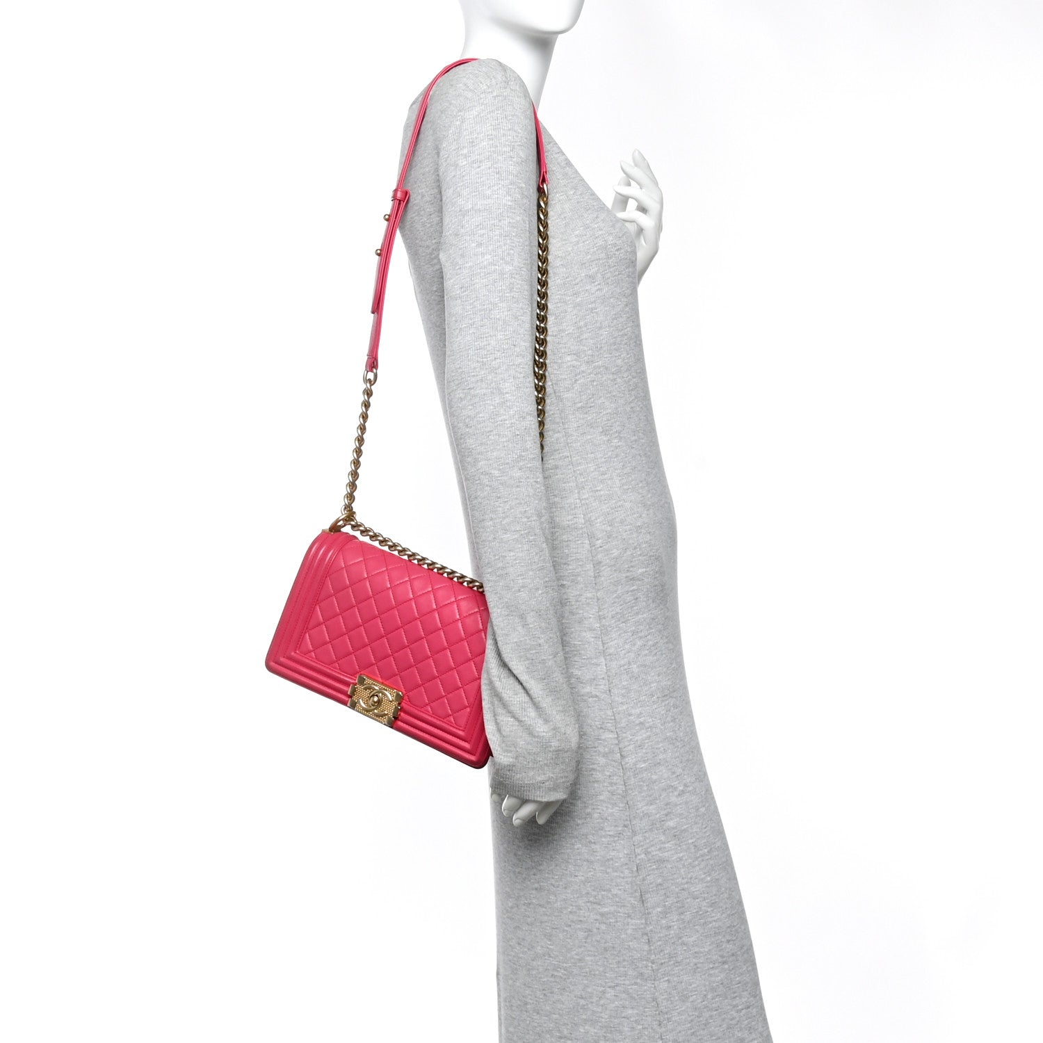 Chanel Lambskin Quilted Medium Boy Flap Fuchsia