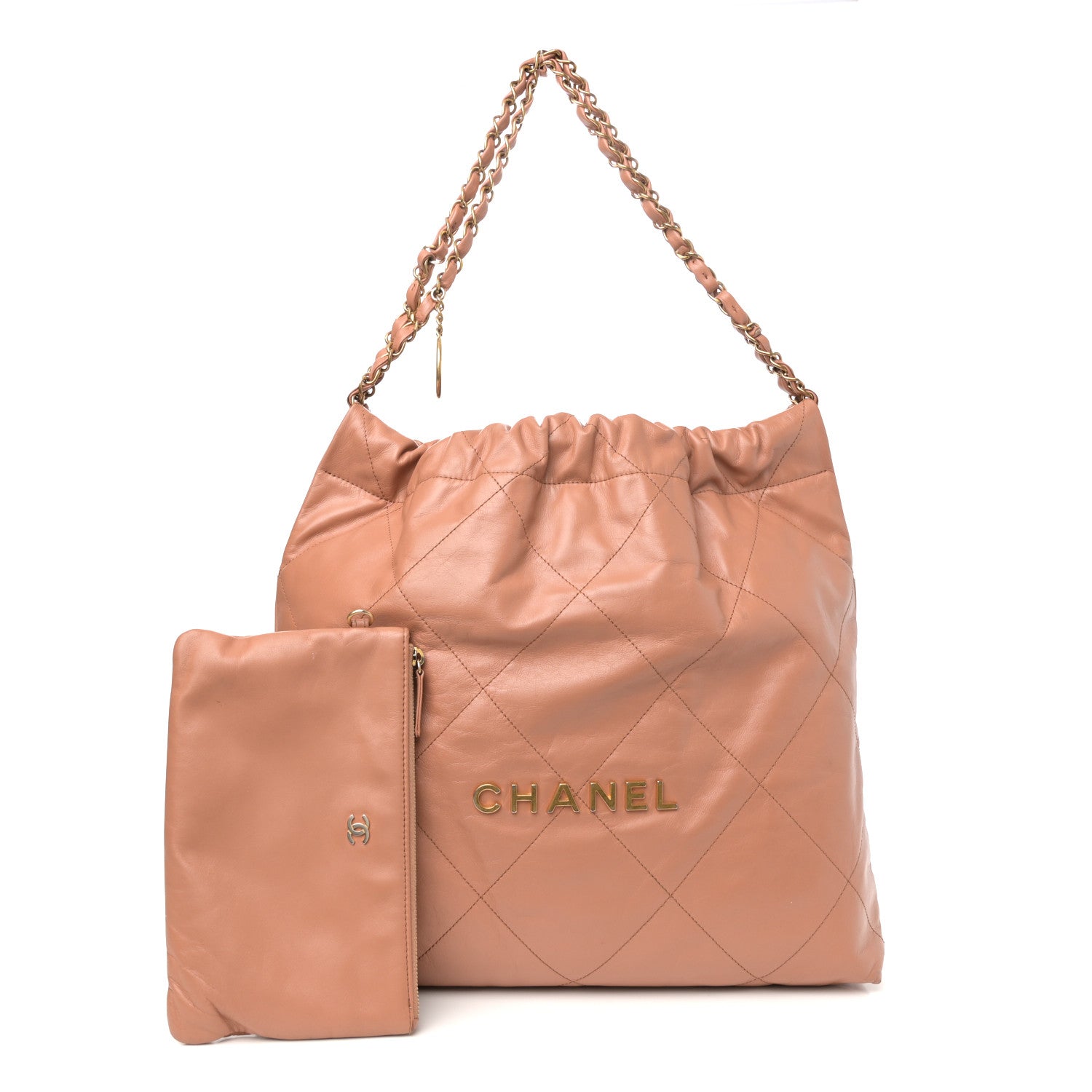 Chanel Shiny Calfskin Quilted Chanel 22 Brown