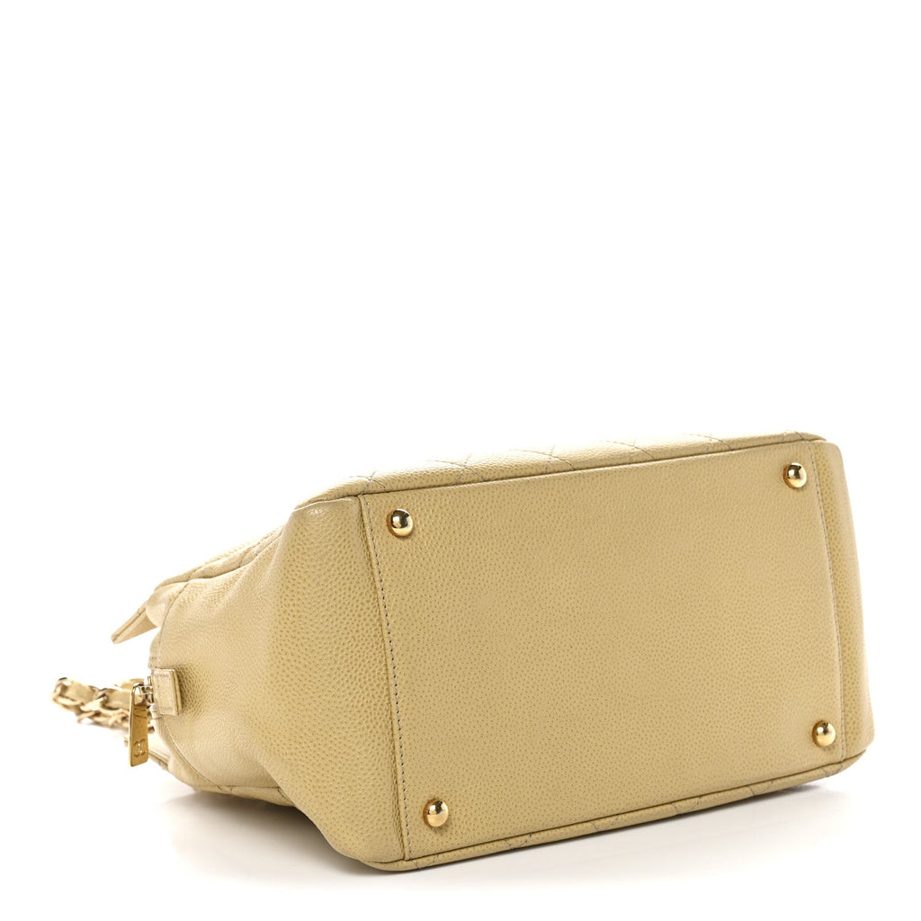 Chanel Caviar Quilted Petit Timeless Tote PTT Beige