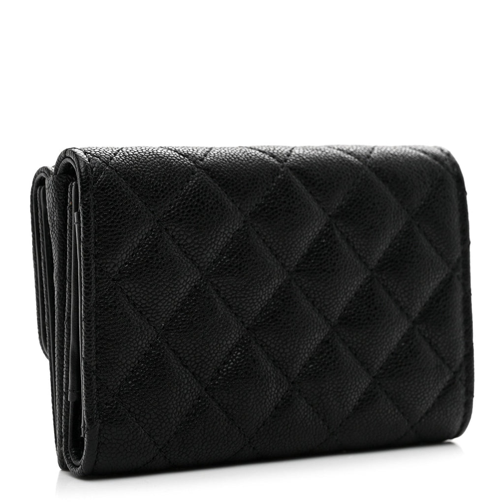 Caviar Quilted Small Boy Flap Wallet Black