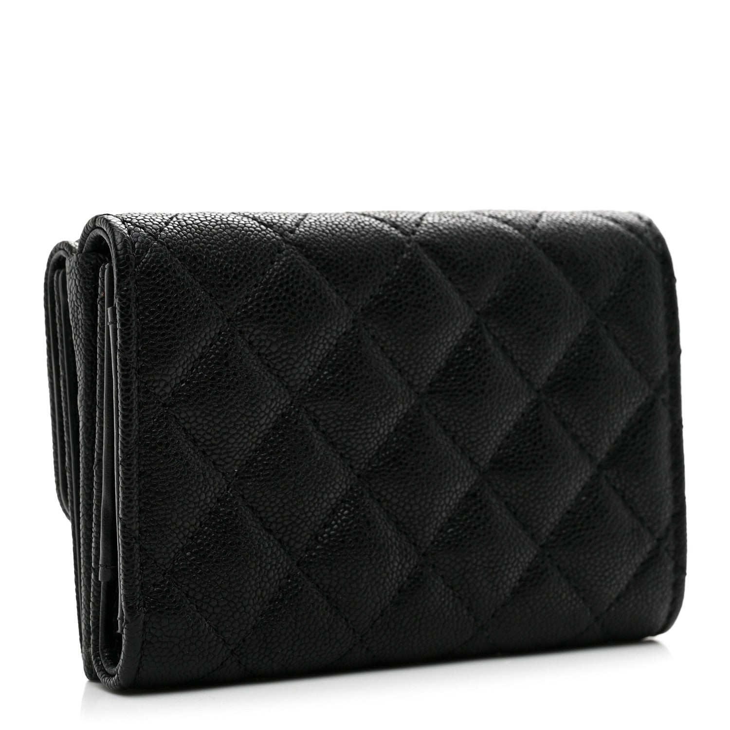Caviar Quilted Small Boy Flap Wallet Black