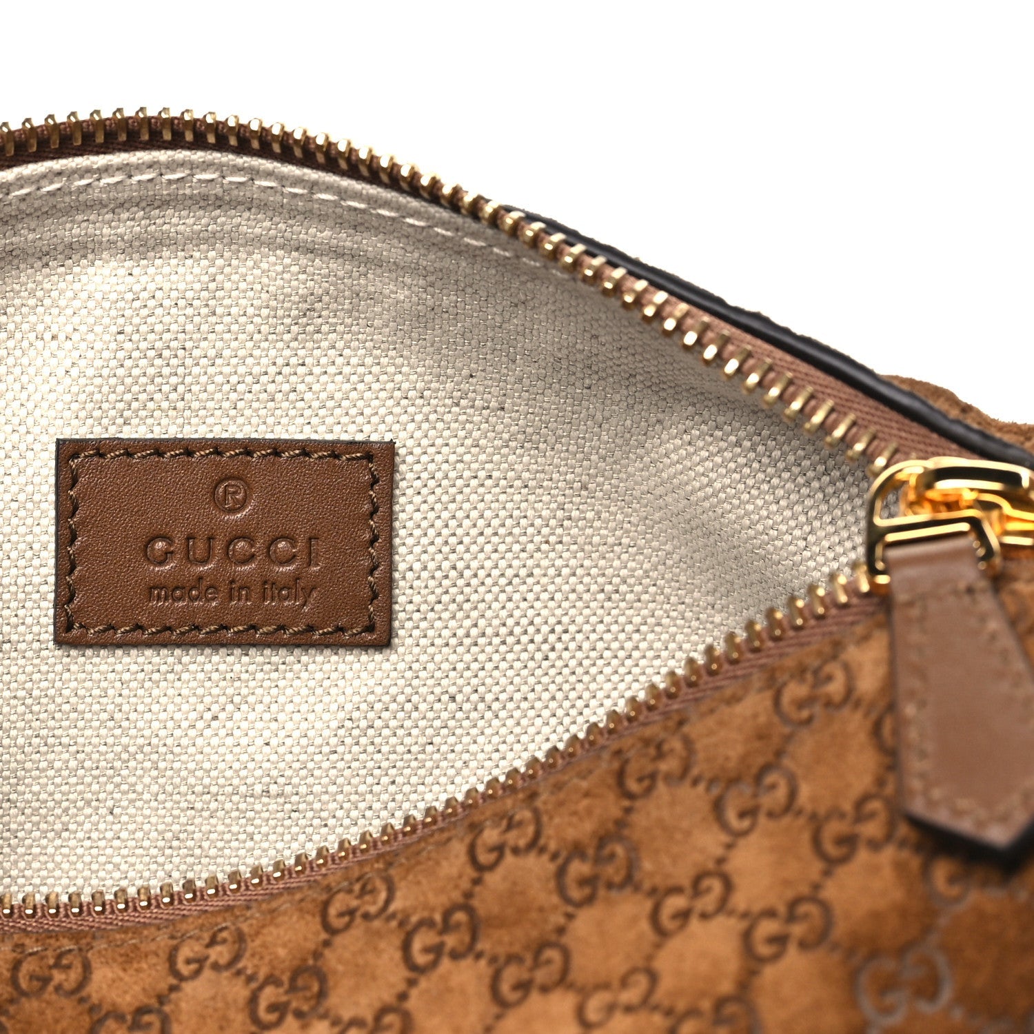 Gucci Suede GG Monogram Half Horsebit Mini Shoulder Bag Brown