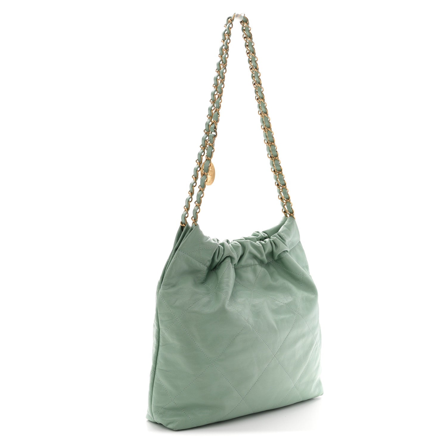 Chanel Shiny Calfskin Quilted Small Chanel 22 Light Green