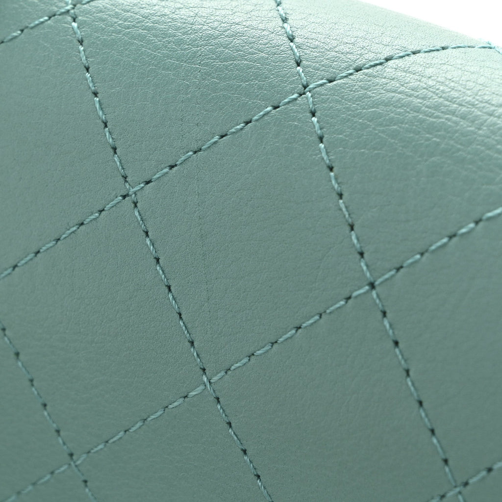 Chanel Calfskin Stitched Small Covered CC Flap Bag Green