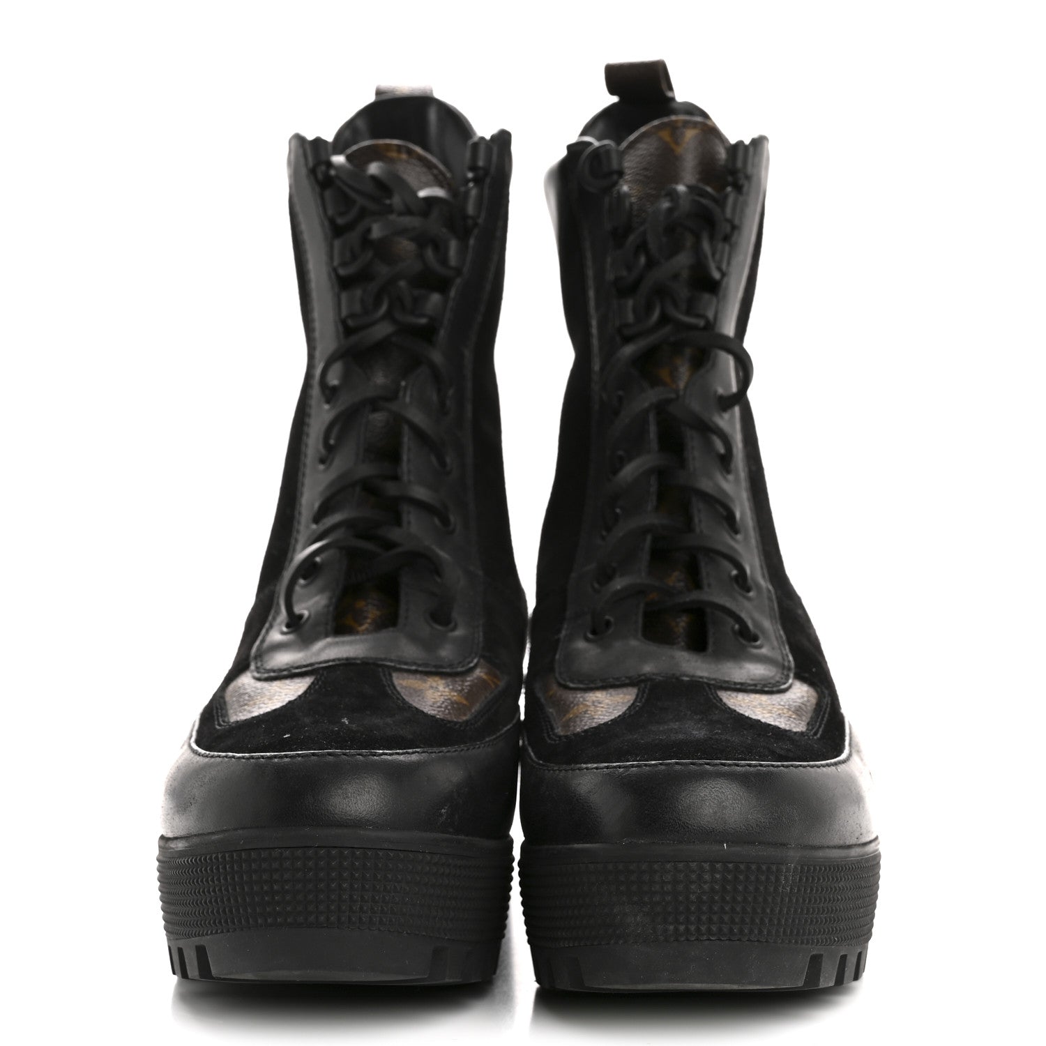 Louis Vuitton Suede Calfskin Monogram Laureate Platform Desert Boots 41 Black