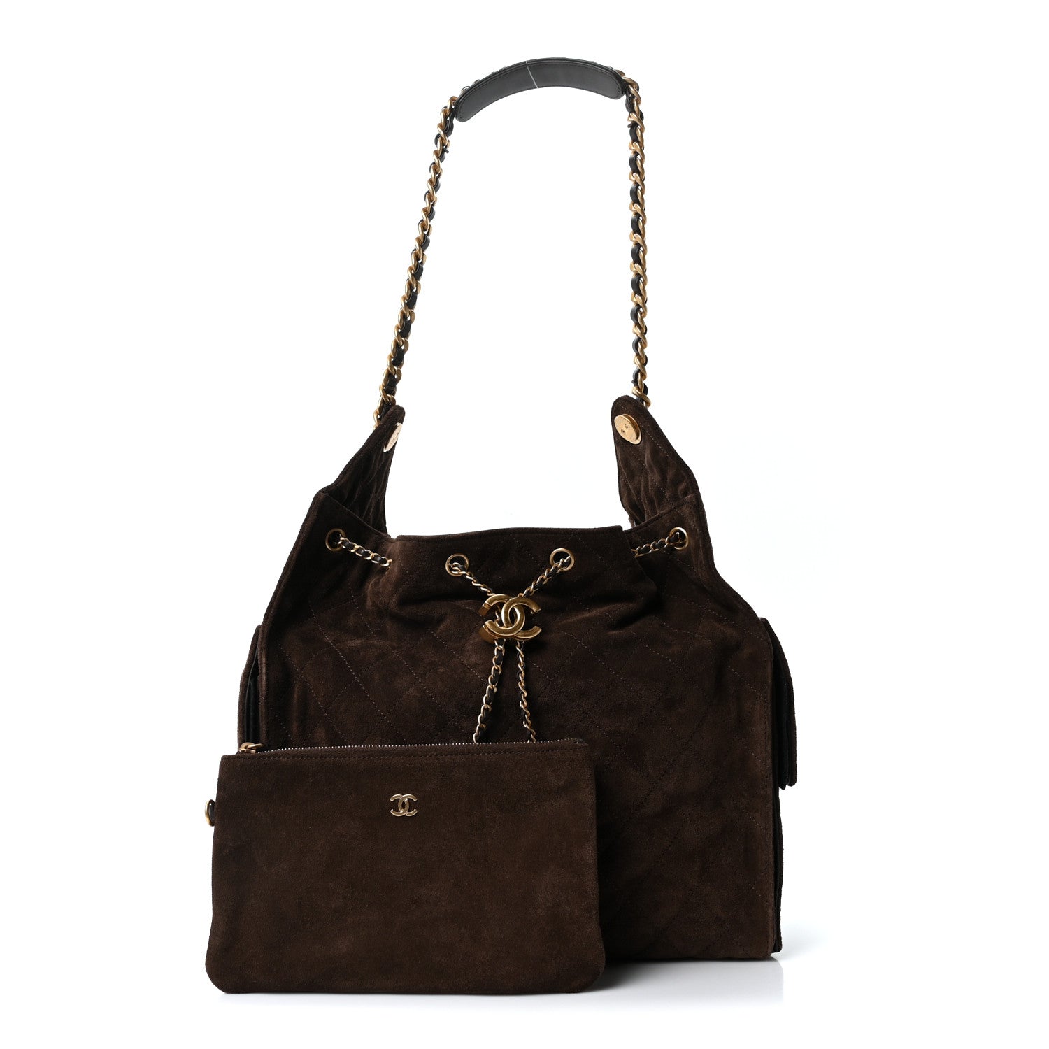 Chanel Suede Quilted Medium Chanel 25 Handbag Dark Brown