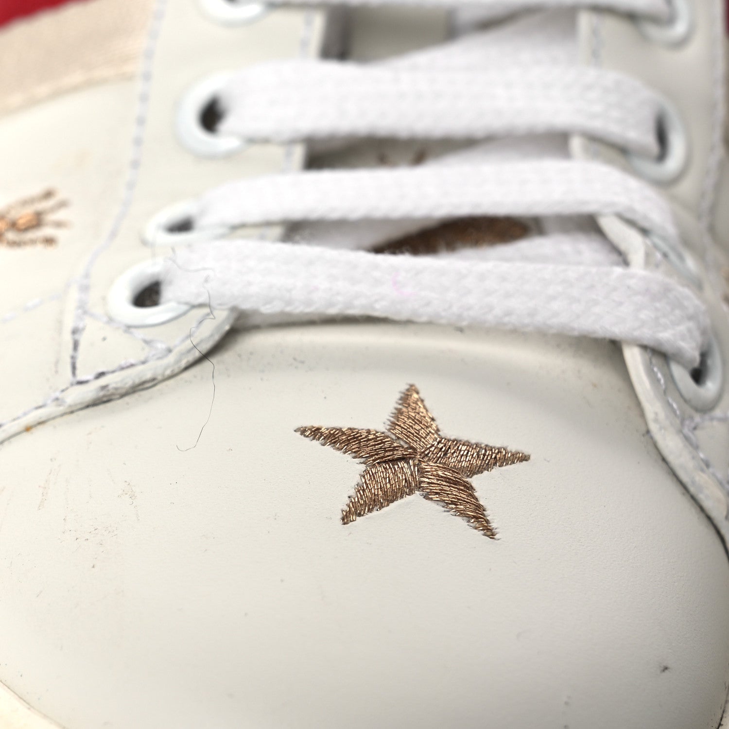 Gucci Calfskin Bee Star Embroidered Sylvie Web Ace Sneakers 35.5 White