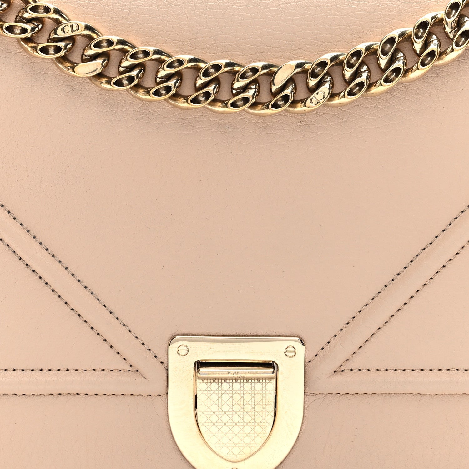 Christian Dior Grained Calfskin Medium Diorama Flap Bag Nude