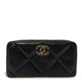 Lambskin Quilted 19 Long Zipped Around Wallet Black
