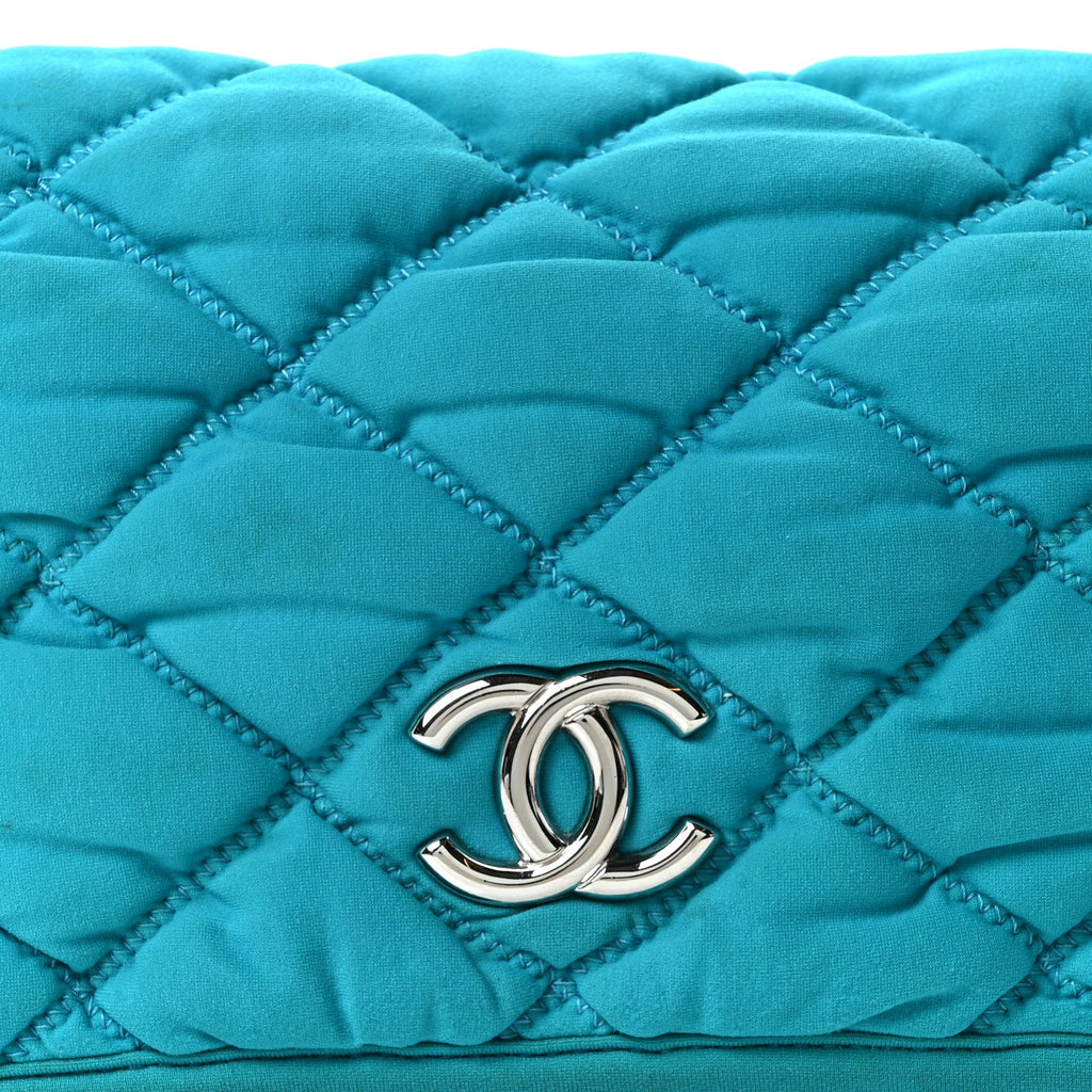 Chanel Nylon Bubble Quilt Medium Flap Turquoise