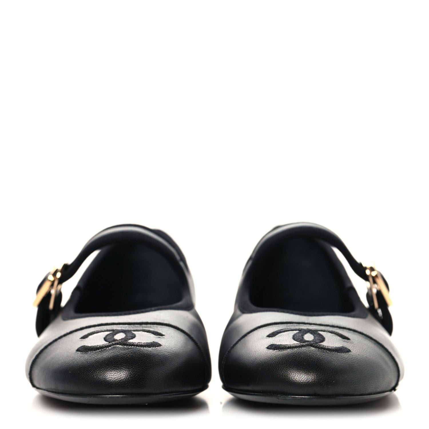 Lambskin Mary Jane Flats 38 Black