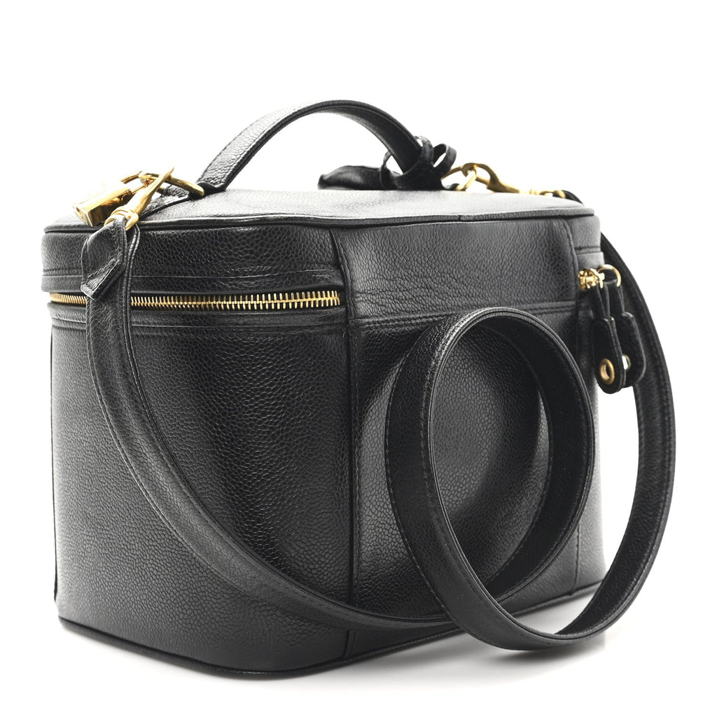 Chanel Caviar CC Vanity Train Case Black