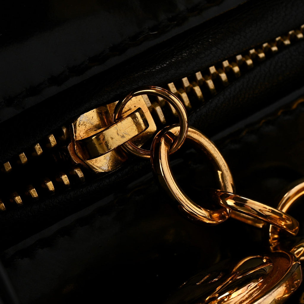 Christian Dior Patent Cannage Medium Lady Dior Black