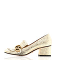 Gucci Galassia GG Marmont Fringe 50mm Loafer Pumps 35 Platino