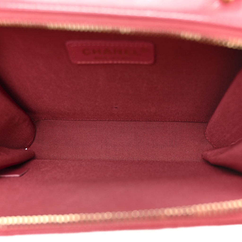 Chanel Crumpled Calfskin Quilted Small Get Round Top Handle Vanity Case Pink