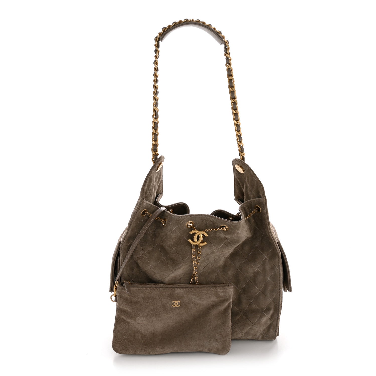 Chanel Suede Quilted Medium Chanel 25 Handbag Grey