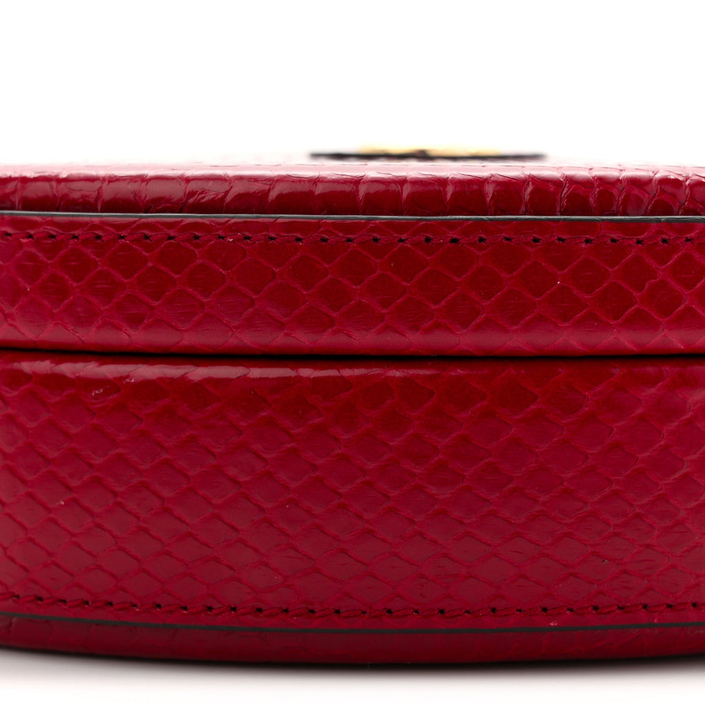 Gucci Snakeskin Broadway Mini Heart Top Handle Bag Rasberry Candy