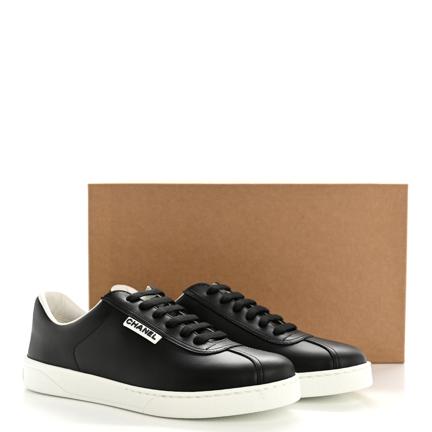 Calfskin CC Womens Sneakers 37.5 Black
