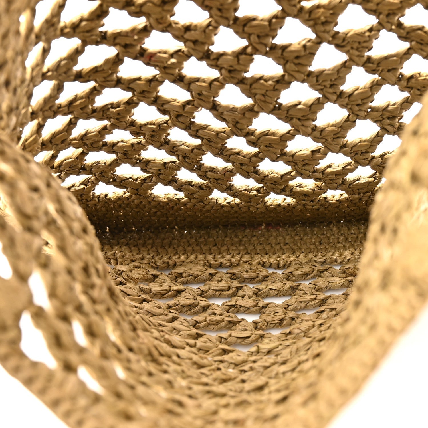 Prada Yarn Raffia Effect Embroidered Logo Tote Oliva