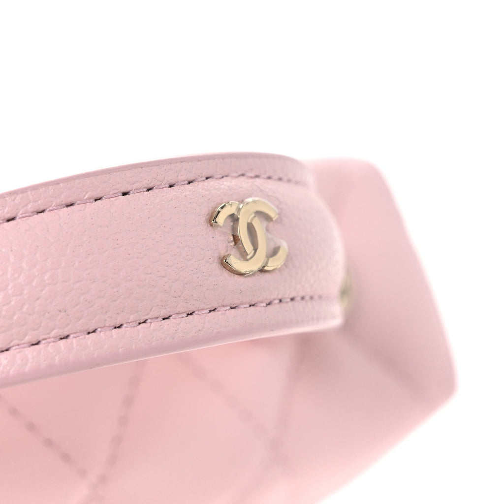 Caviar Quilted Top Handle Slim Vanity With Chain Light Pink
