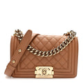 Chanel Caviar Quilted Small Boy Flap Beige