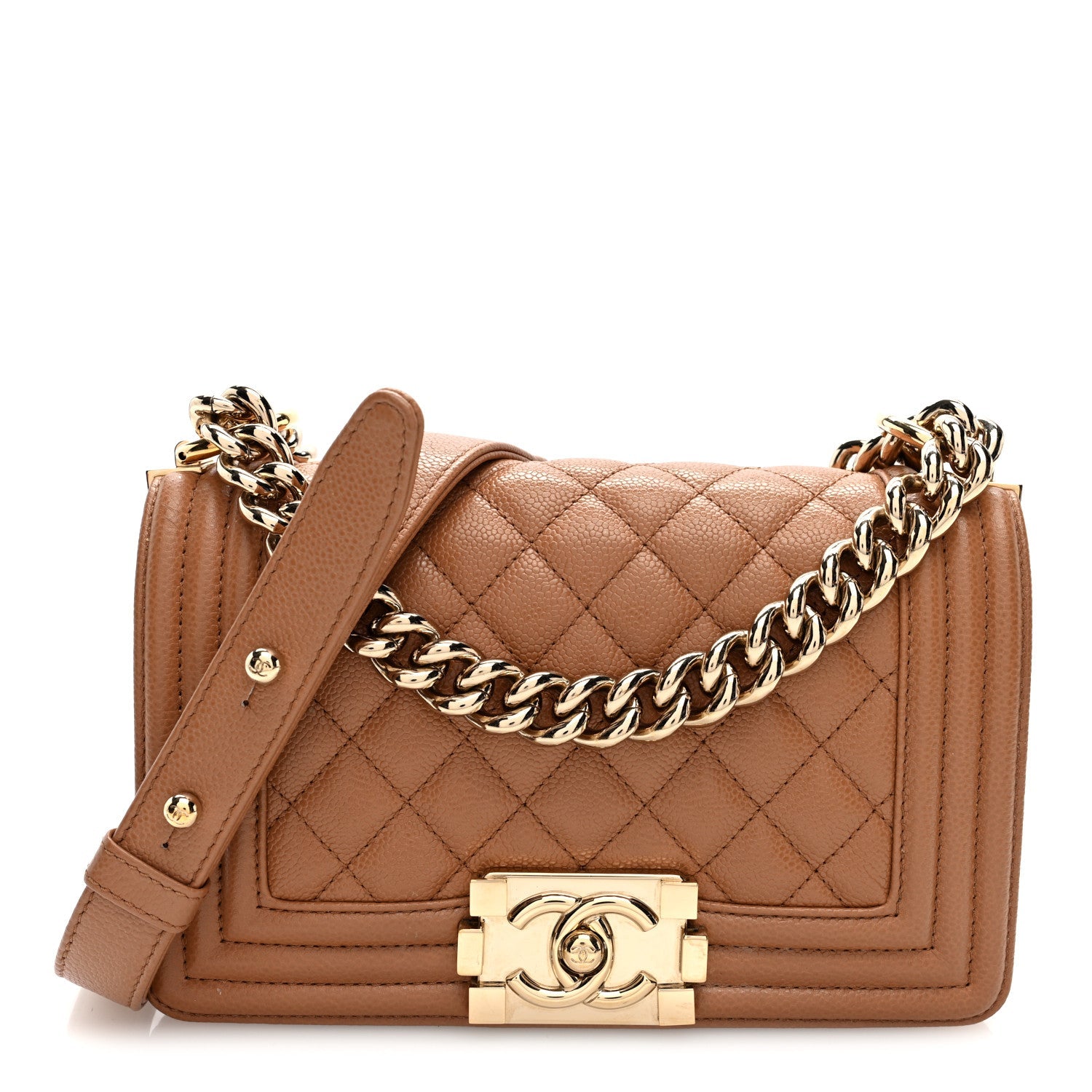 Chanel Caviar Quilted Small Boy Flap Beige