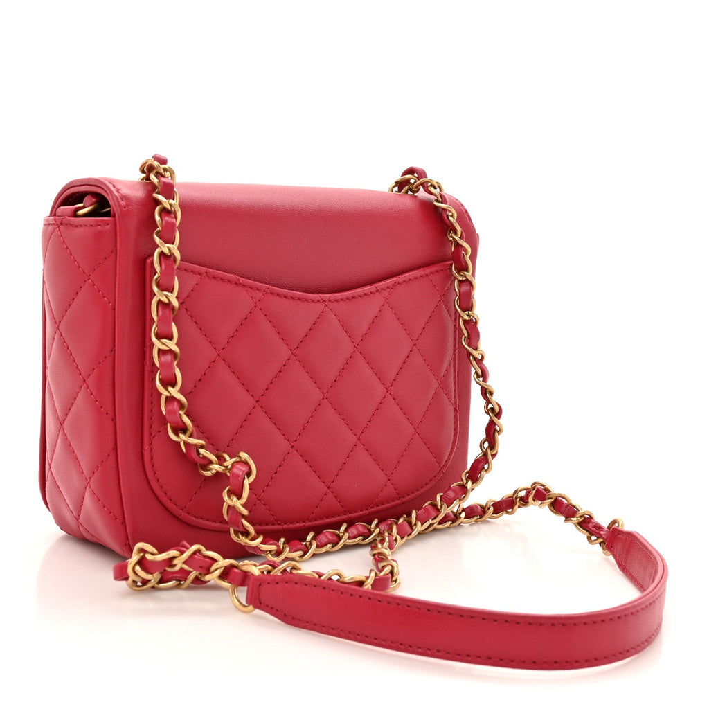 Chanel Lambskin Quilted Lucky Charms CC Crossbody Messenger Flap Red