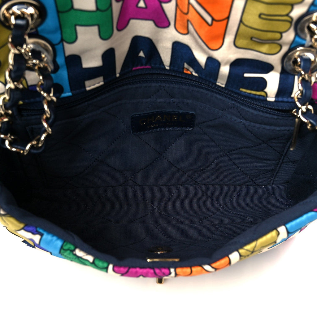 Chanel Printed Fabric Quilted Logo Single Flap Bag Multicolor