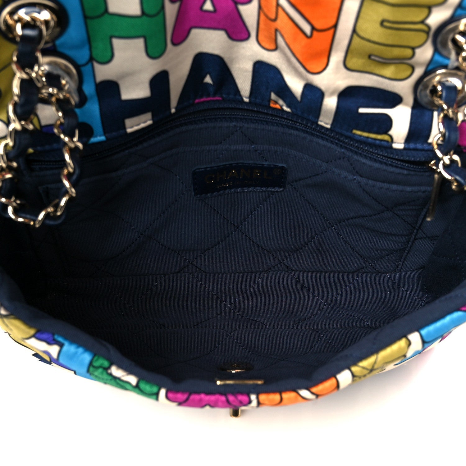 Chanel Printed Fabric Quilted Logo Single Flap Bag Multicolor