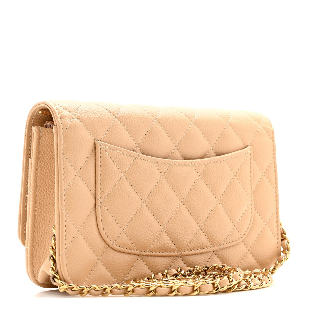 Chanel Caviar Quilted Wallet on Chain WOC Beige