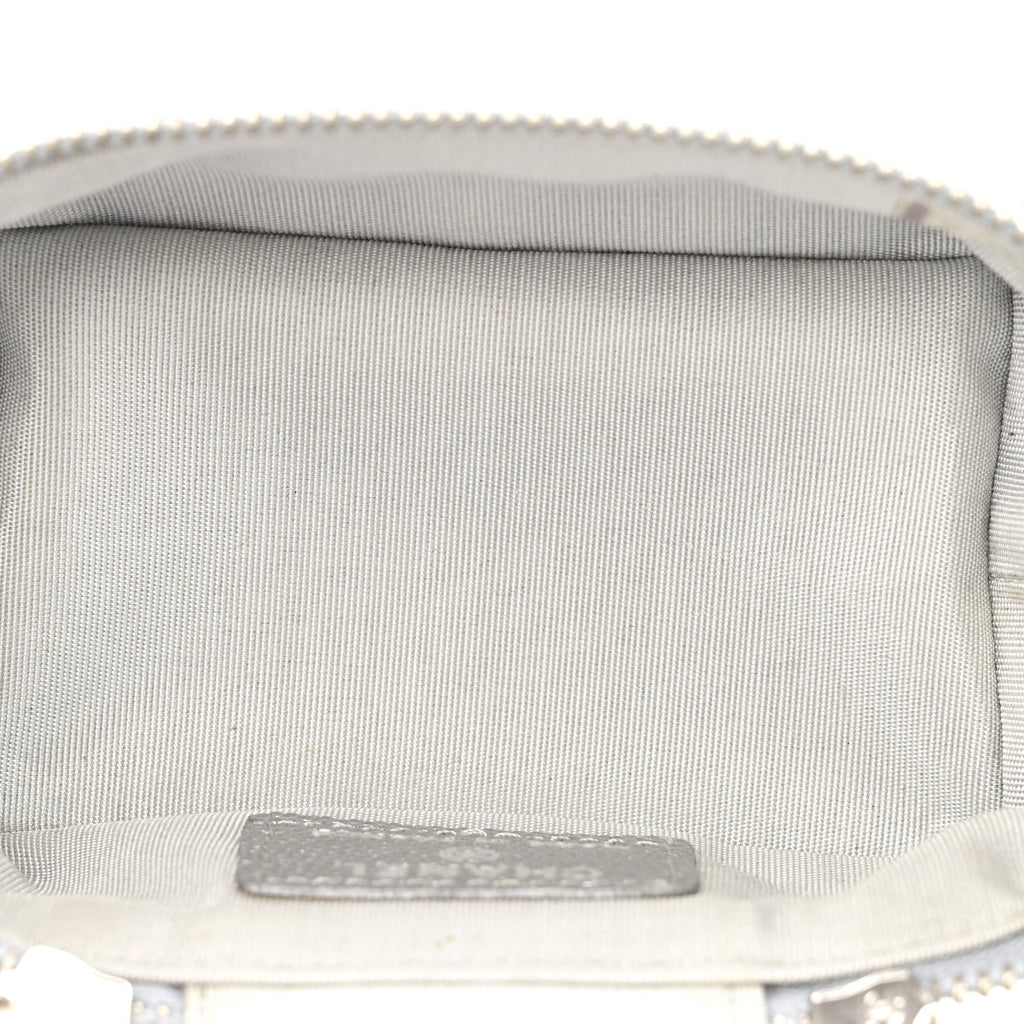 Chanel Metallic Caviar Quilted Mini Top Handle Vanity With Chain Silver