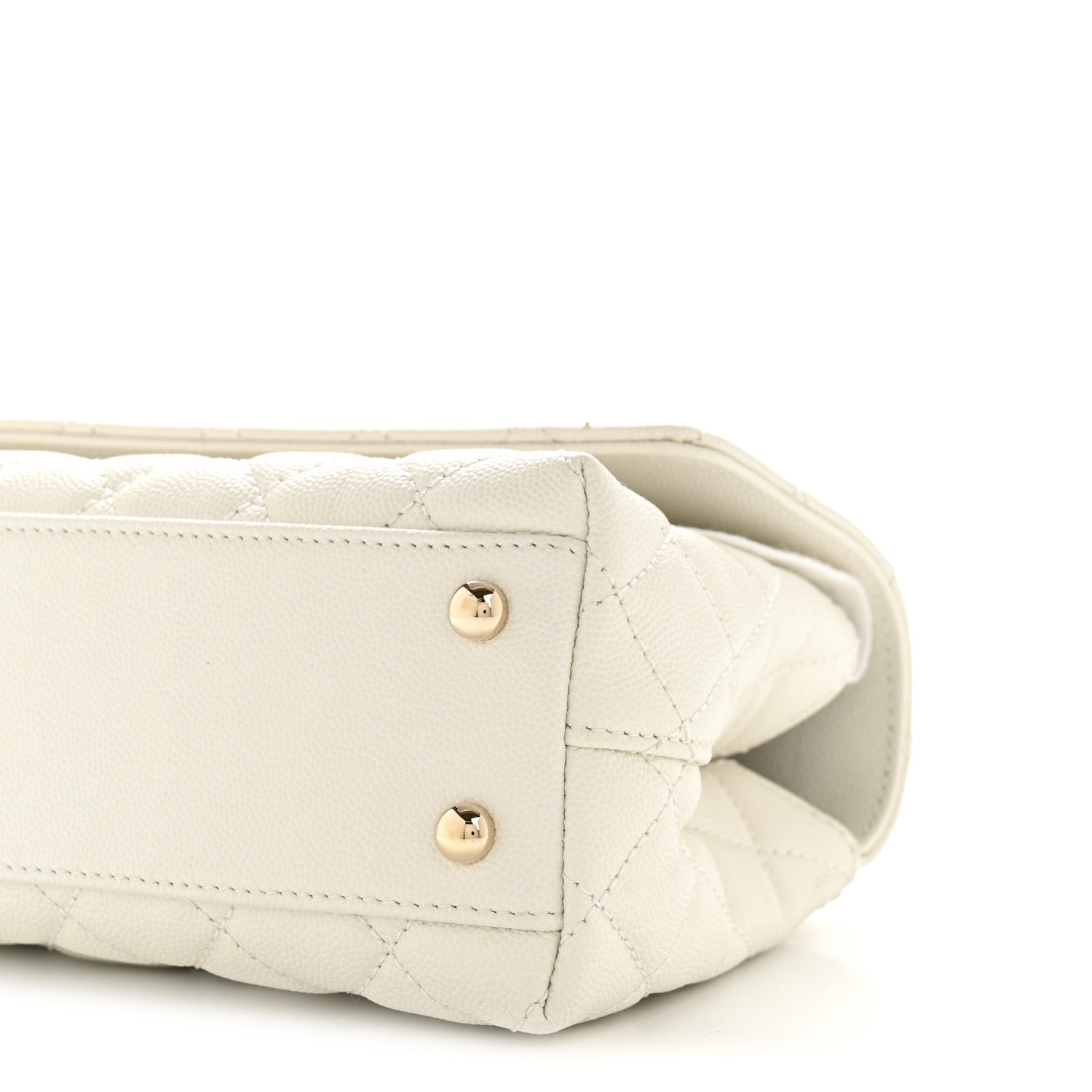 Chanel Caviar Quilted Mini Coco Handle Flap White